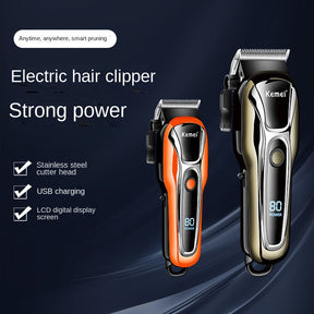 KM-1990PG Hair Clipper Electric Shaving Head High Power LCD Digital Display Electric Pushing Hair Salon Special