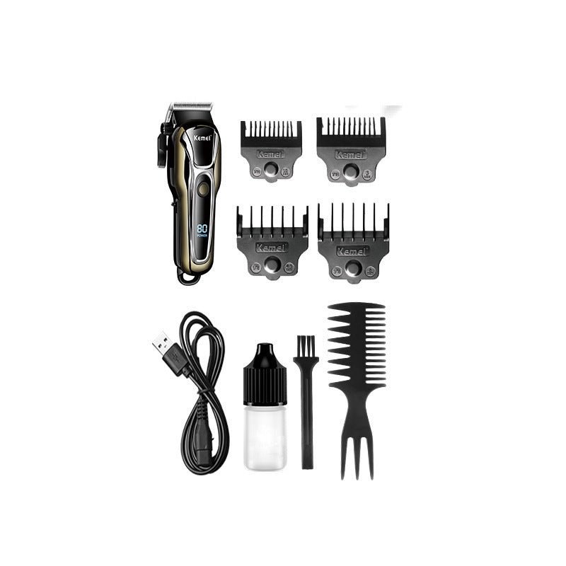 KM-1990PG Hair Clipper Electric Shaving Head High Power LCD Digital Display Electric Pushing Hair Salon Special